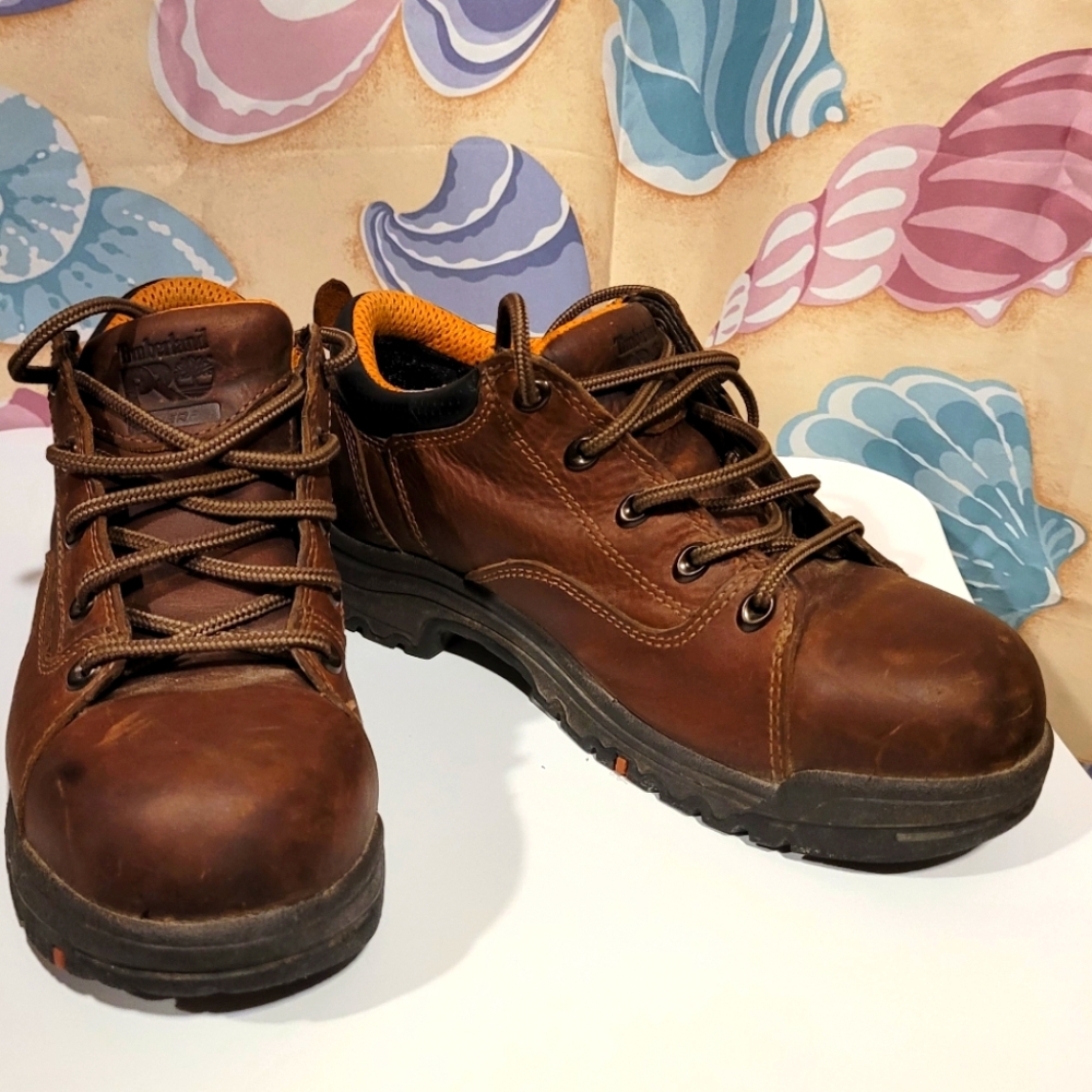 EUC Women's Timberland Pro Titan Toe Brown Boots Size 8.5 - Picture 1 of 11